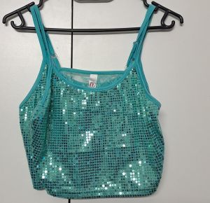 Kids Costumes to Hire - Green sequin crop top - GIRL
